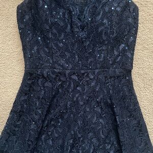 Sparkly Navy Blue Lace Dress